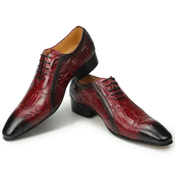 Повседневная Модная Мужская Модельная обувь, Классические Мужские Оксфорды, Официальная деловая обувь, Современные Оксфорды в стиле Дерби, Удобные мужские туфли из крокодиловой кожи