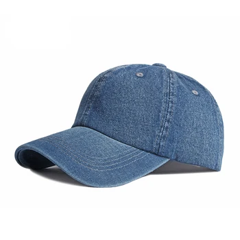 Повседневная бейсболка из промытого хлопка, мужская однотонная черная, синяя Джинсовая шляпа для папы, козырек, Весенне-летние кепки для дальнобойщиков, Регулируемые