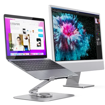 Подставка для ноутбука, стойка для стола, вращение на 360 Градусов, Многоугловая/регулируемая по высоте Алюминиевая Подставка для компьютера MacBook Air Dell HP Xiaomi Huawei