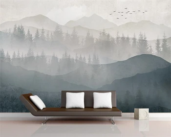 Пользовательские обои фото скандинавский абстрактный геометрический горный пик лесная птица ТВ фон настенная роспись украшение дома 3D обои