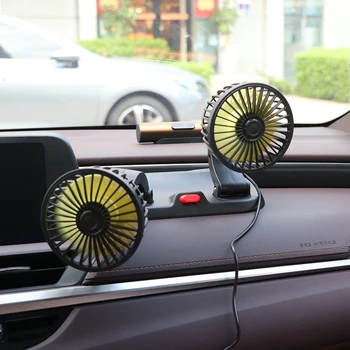 Портативный Автомобильный вентилятор с одной/двумя головками, вращающийся на 360 градусов, автоматический вентилятор воздушного охлаждения автомобиля, USB Вентиляторы циркуляции воздуха для приборной панели грузовика RV