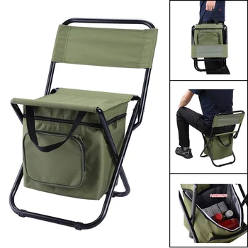 Портативный Складной походный стул с сумкой-холодильником, легкий табурет со спинкой, Компактное складное сиденье стула, табурет со спинкой на открытом воздухе