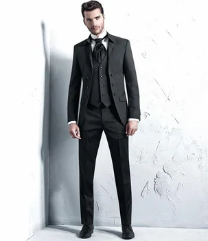 Последние модели пальто и брюк, темно-серый мужской смокинг, костюмы для жениха, деловые мужские блейзеры, куртка, смокинг для жениха, костюм Homme 3 шт.