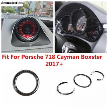Приборная панель, часы, секундомер, компас, кольцевая крышка для Porsche 718 Cayman Boxster 2017-2021, Аксессуары из углеродного волокна