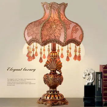 Прикроватная лампа для европейской спальни, роскошная американская ретро Современная гостиная, кабинет, отель, китайский тканевый абажур, настольная лампа