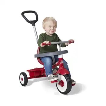 Прогулочный трехколесный велосипед 3 в 1, трехколесный велосипед растет вместе с ребенком, красный