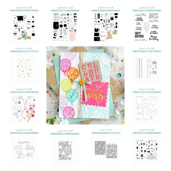 Прозрачные штампы, Трафареты для празднования Дня Рождения, пластины из горячей фольги и штампы, набор для украшения поздравительных открыток 