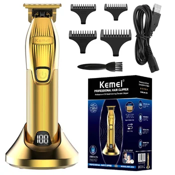 Профессиональная машинка для стрижки волос Kemei KM-i32s USB с зарядным устройством для сиденья, Машинка для стрижки волос с ЖК-дисплеем, Машинка для стрижки волос для мужчин