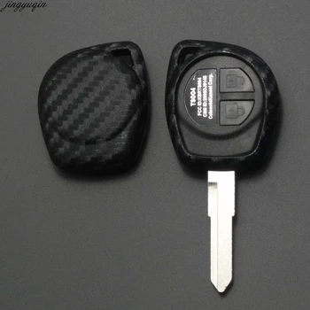 Пульт дистанционного управления Jingyuqin, 2 кнопки, автомобильный ключ, силиконовый карбоновый чехол, чехол для Suzuki/SX4/Swift/Vitara