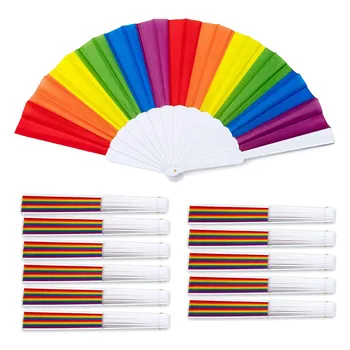 Радужные веера, 12 упаковок вееров, Портативные складные веера Rainbow LGBTQ, Складные ручные веера для украшения вечеринок