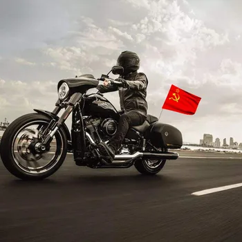 Развевающийся баннер для мотоцикла с Советским Флагом, Багажная полка, шест из нержавеющей стали, ракетка для мото-райдера, Флаг СССР для мотокросса
