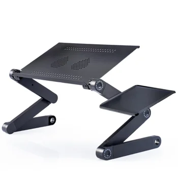 Регулируемая Подставка для ноутбука \ RAINBEAN Стол для ноутбука с 2 процессорными охлаждающими USB-вентиляторами для кровати, алюминиевый рабочий стол на коленях