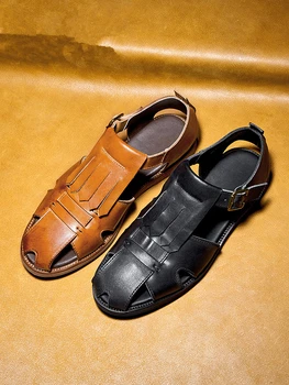 Римские мужские летние сандалии-градиенты с кисточками для Отдыха Зрелых Мужчин, роскошная праздничная обувь на плоской подошве с бахромой