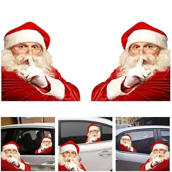 Рождественская 3D Реалистичная Наклейка на заднее стекло автомобиля Санта Клауса, Аксессуары для украшения дома, Художественная наклейка на стену, Декор домашнего магазина