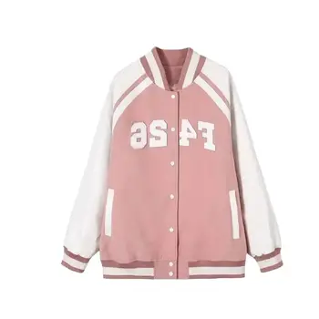 Розово-белая бейсбольная форма, Женская Демисезонная Новая Куртка Для женщин, Свободная американская Дикая японская куртка в стиле Харадзюку, пальто