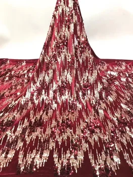 Роскошная африканская кружевная ткань 5 ярдов высококачественной нигерийской кружевной ткани С разноцветными блестками, французская кружевная ткань для свадебного платья