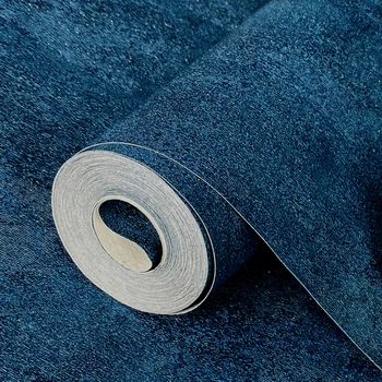 Рулон обоев из павлиньего синего металлического мрамора, промышленные Винтажные однотонные текстурированные виниловые обои для гостиной спальни