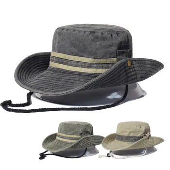 Рыболовная шляпа, Мужская и Женская шляпа Boonie, Широкополая панама, Летняя кепка для Сафари на открытом воздухе, Хлопковая панама, солнцезащитные шляпы для пеших прогулок