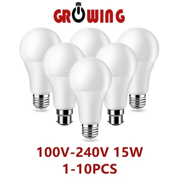 Светодиодная лампа высокой мощности A60 AC100V-260V E27 B22 15W 100LM/W 3000 K/4000 K/6000 K супер яркий теплый белый свет для домашнего освещения торгового центра