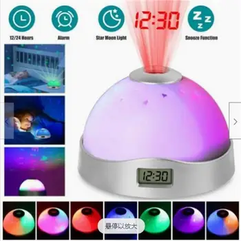 Светодиодный Цифровой проектор, будильник, 7 цветовых изменений, отображение времени, простая настройка, многоцветный ночник, Часы, Настольная лампа, украшение