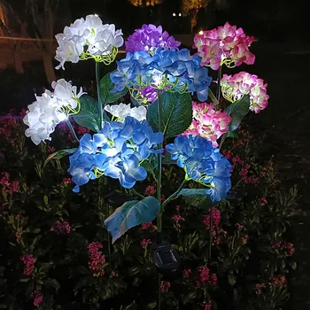 Светодиодный цветок гортензии Солнечные фонари Наружные садовые газонные фонари для сада, двора, Виллы, украшения дорожки для дома