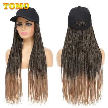 Синтетический парик TOMO Бейсбольная кепка-парик с Сенегальскими косичками Для наращивания волос, Регулируемая Шляпа с длинными Прямыми волосами для женщин