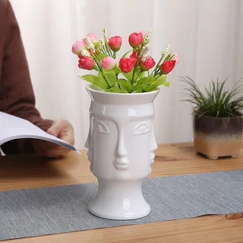 Скандинавская ваза для домашнего декора, Керамическая лицевая ваза для цветов, украшение для дома, Вазы для сухих цветов, украшение для гостиной
