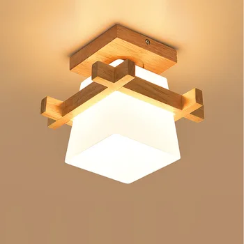 Скандинавский минималистичный стеклянный потолочный светильник из цельного дерева, персонализированный деревянный коридорный светильник, потолочный светильник в японском стиле, бревенчатый проход, солнечная настольная лампа