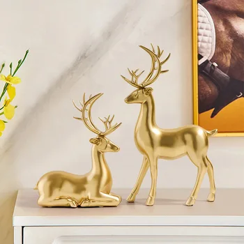 Скульптура лося из скандинавской смолы, статуи сидящего оленя, Рождественский олень, домашний декор для гостиной, ТВ-шкаф, винный шкаф