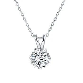 Следуйте облаку, настоящее 1-каратное Бриллиантовое ожерелье с муассанитом, классическая круглая подвеска, ожерелье для женщин, цепочка из стерлингового серебра 925 пробы, свадебные украшения