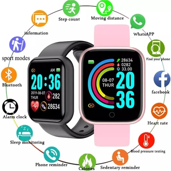 Смарт-часы D20, браслет, Спортивные, для Фитнеса, Электронные часы, Bluetooth, Будильник для сердечного ритма, Модные Умные часы для Android IOS
