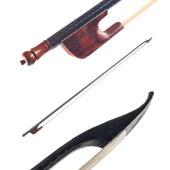 Смычок для скрипки 4/4 в стиле барокко, шпон из углеродного волокна, Круглая палочка Из черного дерева, белый конский волос, хорошо сбалансированный