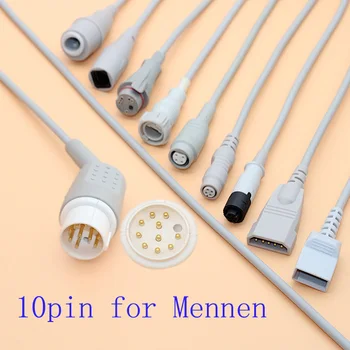 Совместимый магистральный кабель адаптера датчика Mennen 10pin для датчика давления Argon/Medex/HP/Edward/BD/Abbott/PVB/Utah IBP.