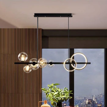 Современная люстра в скандинавском стиле, светодиодная круглая черная лампа buble для домашней кухни, столовой, гостиной, светодиодная люстра для фойе в стиле деко