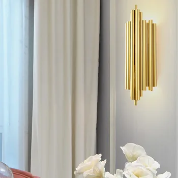 Современный роскошный Скандинавский золотой светодиодный настенный светильник из нержавеющей стали для лестницы, украшения дома, спальни, коридора отеля