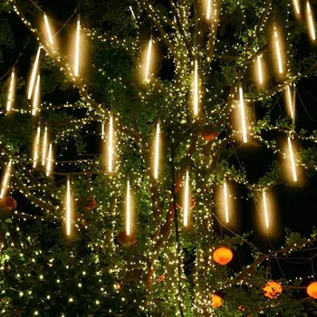 Солнечные светодиодные Фонари метеоритного дождя, падающие капли дождя, струнный светильник, водонепроницаемый для Рождественской вечеринки, праздничные украшения в сказочном саду