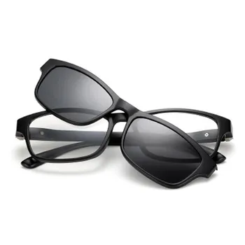 Солнцезащитные очки с магнитной поляризацией Polaroid Clip Зеркальные солнцезащитные очки с клипсой clip on Для мужчин при Близорукости по Индивидуальному рецепту