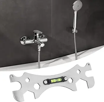 Специализированный гаечный ключ для установки смесителя для душа -Многофункциональный ровный ключ для ванной комнаты с линейкой Измерительный инструмент