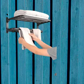 Стеллаж для хранения в ванной Gun Gray-решение для полотенцесушителя без сверления
