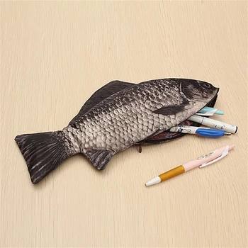 Сумка для карандашей с имитацией Карася, Индивидуальность, Креативная ручка в форме соленой рыбы, пенал, Забавная сумочка для студентов, девочек-подростков