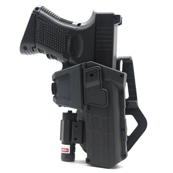 Тактические Подвижные Пистолетные кобуры для Glock 17 с фонариком или лазером на правом поясном ремне, кобура для пистолета с предохранителем