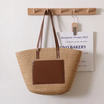 Тканая сумка-тоут Новая Высококачественная Женская ручная сумка из травяной ткани на одно плечо