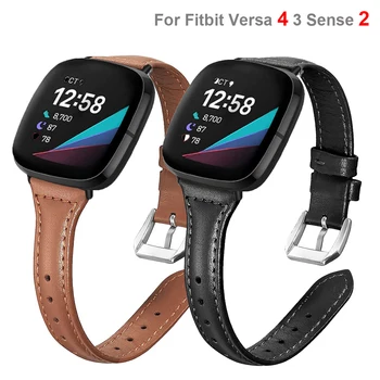 Тонкий Кожаный Ремешок Для Fibit Versa 4 3 Женские Мужские Часы Браслет Ремешок Для Fitbit Sense 2 Correa Loop