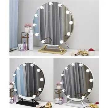 Туалетное зеркало с регулируемой яркостью и подсветкой, Голливудское зеркало для макияжа со светодиодной подсветкой для гардеробной и спальни, настольное Золото, черный