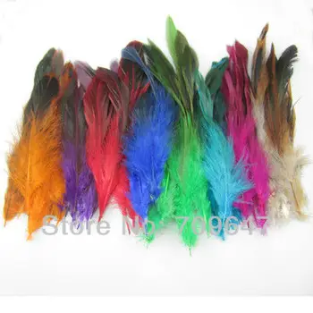 Украшение в виде перьев! 500 шт./лот! Натуральные перья барсука и петуха смешанных цветов длиной 4-6 дюймов, 15 цветов на выбор,