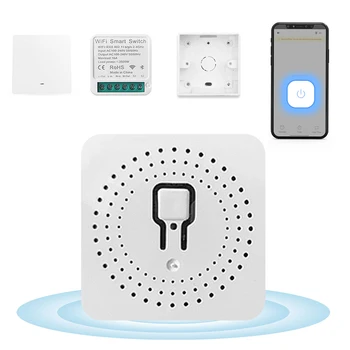 Умный выключатель света Мини Беспроводной WiFi Smart Switchers Нуждается в управлении приложением с нейтральным проводом, совместимом с голосовым управлением 