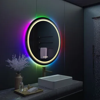 Умный сенсорный экран с RGB Подсветкой, Зеркало для ванной Комнаты, Настенное Зеркало со светодиодной подсветкой в ванной комнате