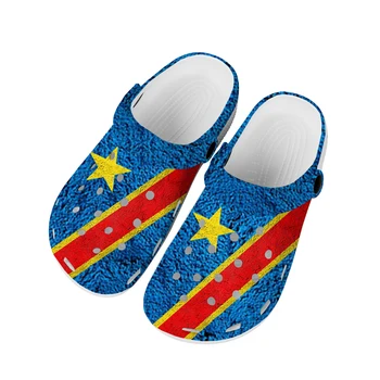 Флаг Демократической Республики Конго Домашние Сабо На заказ Водонепроницаемая обувь Мужская Женская обувь для подростков Дышащие пляжные тапочки с дырками