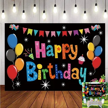 Фон С Днем Рождения, красочные украшения для вечеринки с воздушными шарами, набор для юбилейного фото, фон для торта, декор стола, баннер