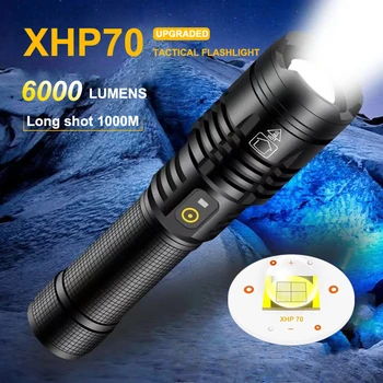 Фонарик Высокой Яркости USB Перезаряжаемый XHP70 Масштабируемый супер яркий светодиодный тактический фонарь Для кемпинга на открытом воздухе Аварийный